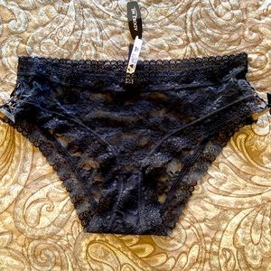 NWT New Adore Me black lace bikini panties w/ lace up side detail Sz M